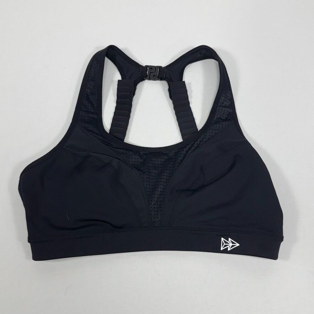 High Impact Yvette Black Mesh Cage Strappy Back Sports Bra